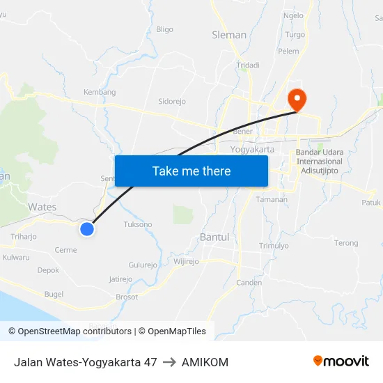 Jalan Wates-Yogyakarta  47 to AMIKOM map