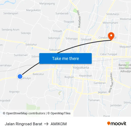 Jalan Ringroad Barat to AMIKOM map