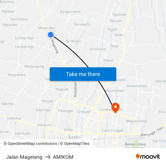 Jalan Magelang to AMIKOM map