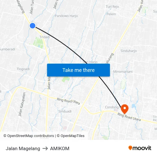 Jalan Magelang to AMIKOM map