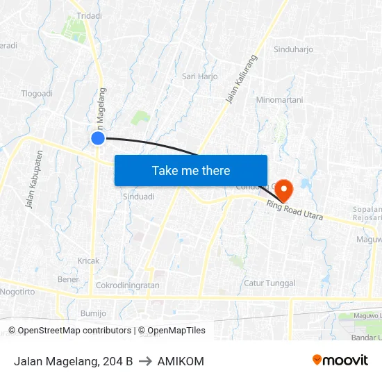 Jalan Magelang, 204 B to AMIKOM map