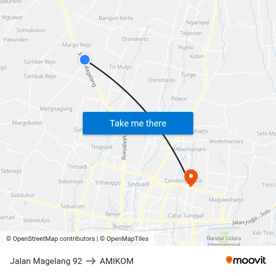Jalan Magelang 92 to AMIKOM map