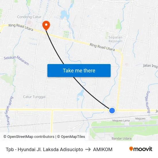 Tpb - Hyundai Jl. Laksda Adisucipto to AMIKOM map