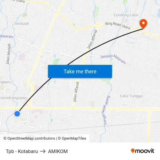 Tpb - Kotabaru to AMIKOM map
