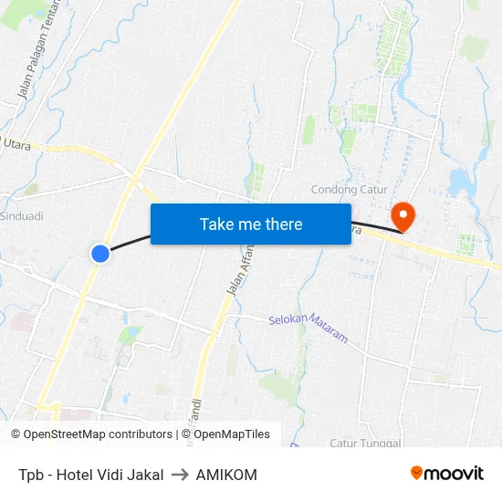 Tpb - Hotel Vidi Jakal to AMIKOM map