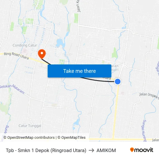Tpb - Smkn 1 Depok (Ringroad Utara) to AMIKOM map