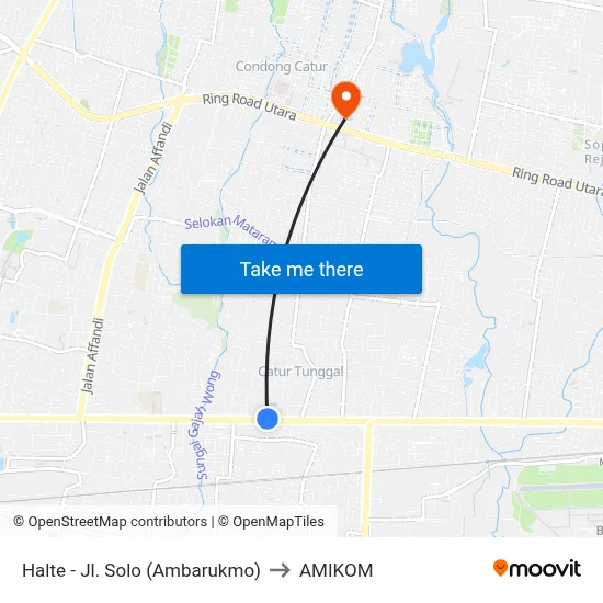 Halte - Jl. Solo (Ambarukmo) to AMIKOM map