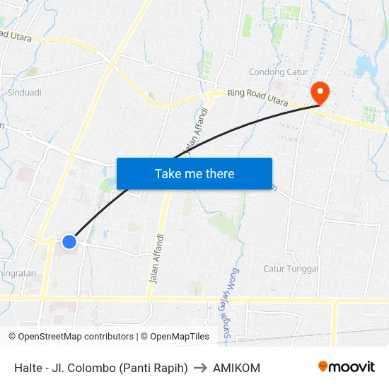 Halte - Jl. Colombo (Panti Rapih) to AMIKOM map