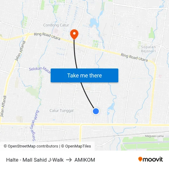 Halte - Mall Sahid J-Walk to AMIKOM map