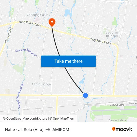 Halte - Jl. Solo (Alfa) to AMIKOM map
