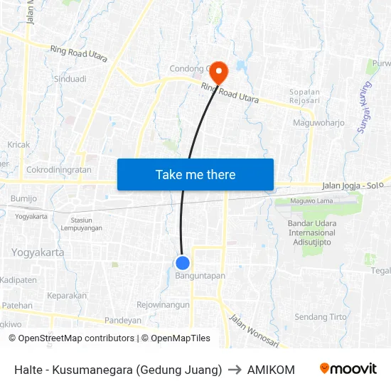 Halte - Kusumanegara (Gedung Juang) to AMIKOM map