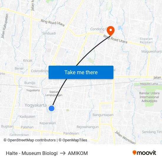 Halte - Museum Biologi to AMIKOM map