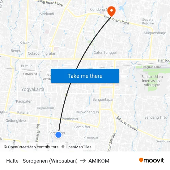 Halte - Sorogenen (Wirosaban) to AMIKOM map