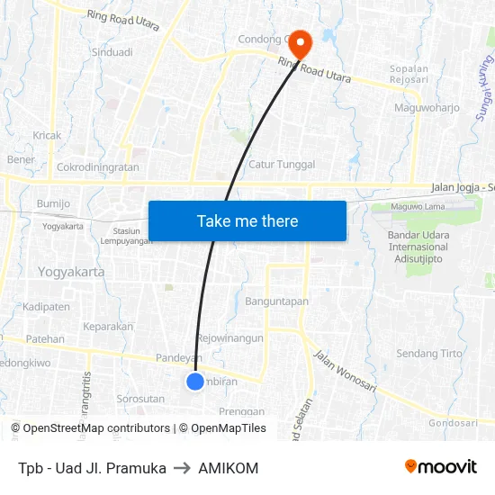 Tpb - Uad Jl. Pramuka to AMIKOM map