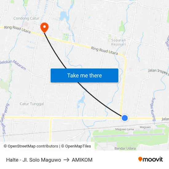 Halte - Jl. Solo Maguwo to AMIKOM map