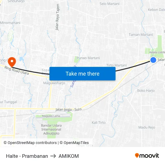 Halte - Prambanan to AMIKOM map