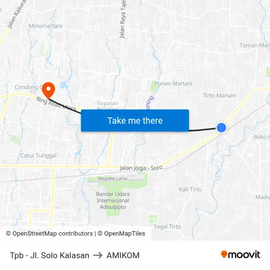 Tpb - Jl. Solo Kalasan to AMIKOM map
