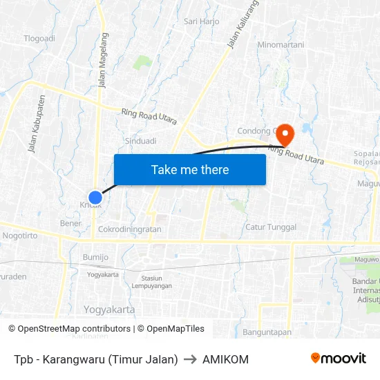 Tpb - Karangwaru (Timur Jalan) to AMIKOM map