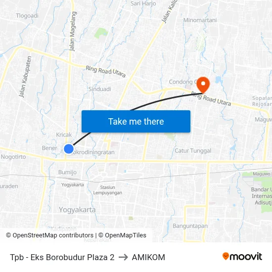 Tpb - Eks Borobudur Plaza 2 to AMIKOM map