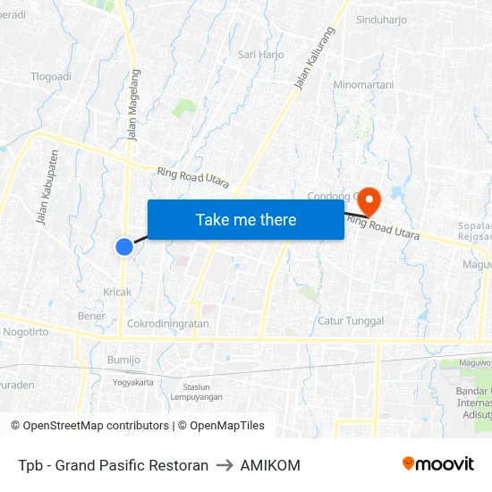 Tpb - Grand Pasific Restoran to AMIKOM map