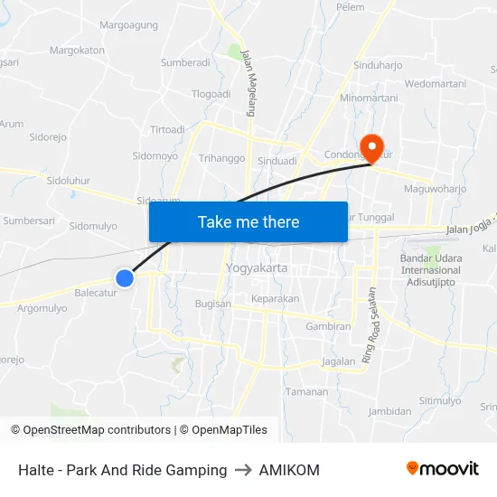 Halte - Park And Ride Gamping to AMIKOM map