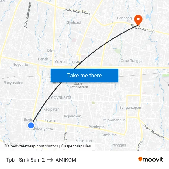 Tpb - Smk Seni 2 to AMIKOM map