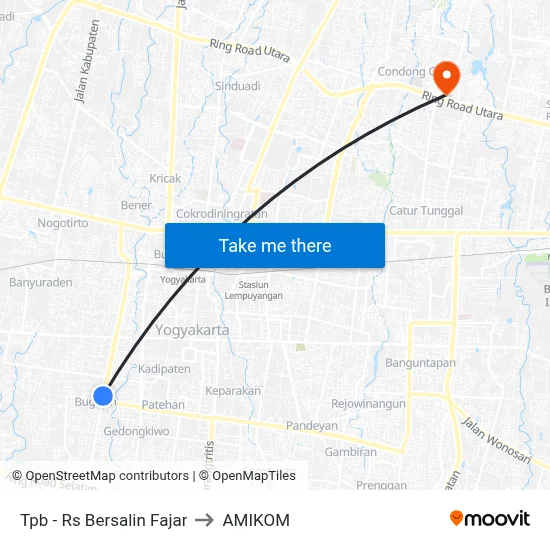 Tpb - Rs Bersalin Fajar to AMIKOM map