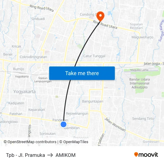 Tpb - Jl. Pramuka to AMIKOM map