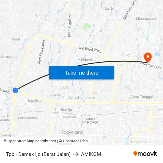 Tpb - Demak Ijo (Barat Jalan) to AMIKOM map