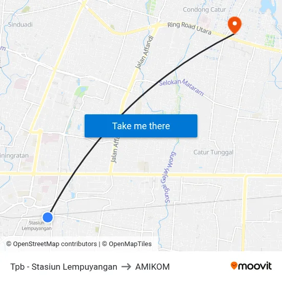 Tpb - Stasiun Lempuyangan to AMIKOM map