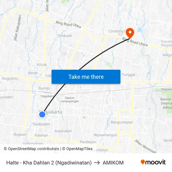 Halte - Kha Dahlan 2 (Ngadiwinatan) to AMIKOM map