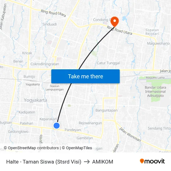 Halte - Taman Siswa (Stsrd Visi) to AMIKOM map