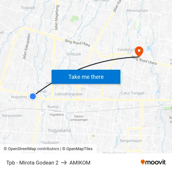 Tpb - Mirota Godean 2 to AMIKOM map