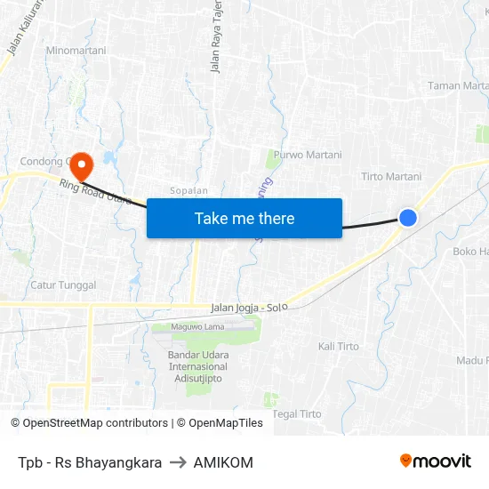 Tpb - Rs Bhayangkara to AMIKOM map
