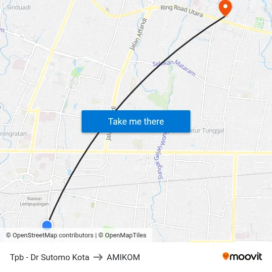 Tpb - Dr Sutomo Kota to AMIKOM map