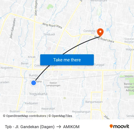 Tpb - Jl. Gandekan (Dagen) to AMIKOM map