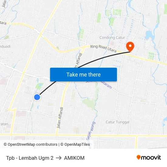 Tpb - Lembah Ugm 2 to AMIKOM map