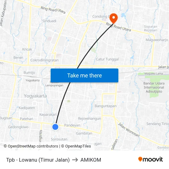 Tpb - Lowanu (Timur Jalan) to AMIKOM map