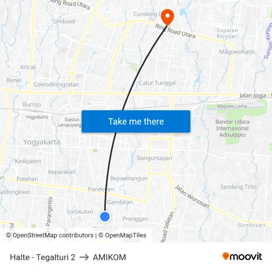 Halte - Tegalturi 2 to AMIKOM map