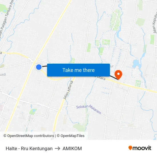 Halte - Rru Kentungan to AMIKOM map