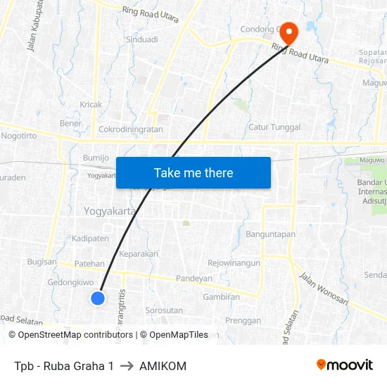 Tpb - Ruba Graha 1 to AMIKOM map