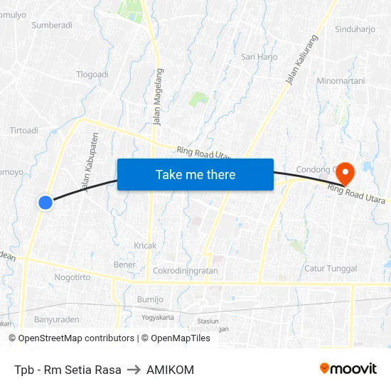 Tpb - Rm Setia Rasa to AMIKOM map