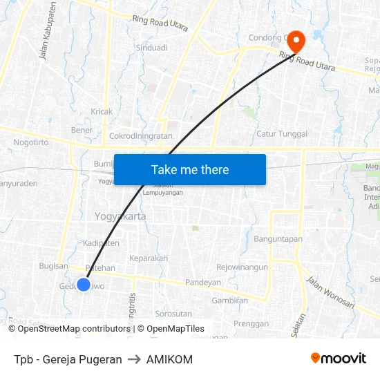 Tpb - Gereja Pugeran to AMIKOM map