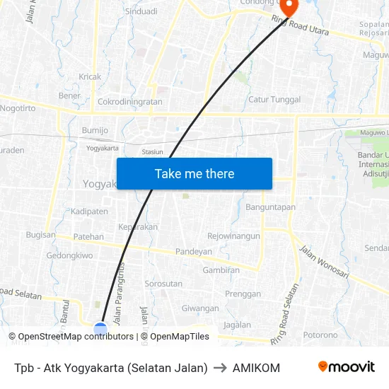 Tpb - Atk Yogyakarta (Selatan Jalan) to AMIKOM map