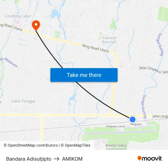Bandara Adisutjipto to AMIKOM map