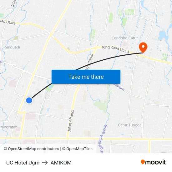 UC Hotel Ugm to AMIKOM map