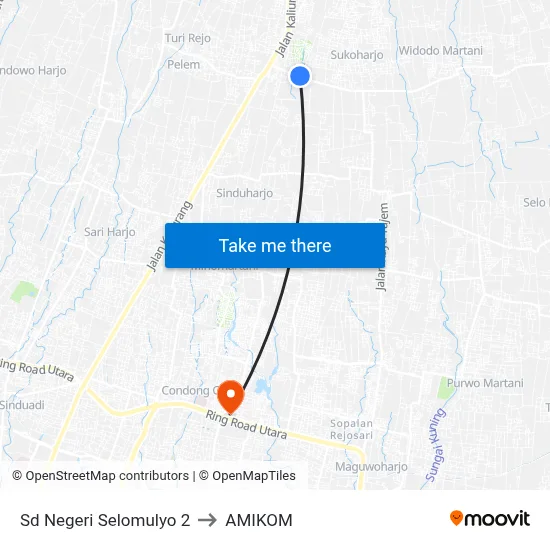 Sd Negeri Selomulyo 2 to AMIKOM map
