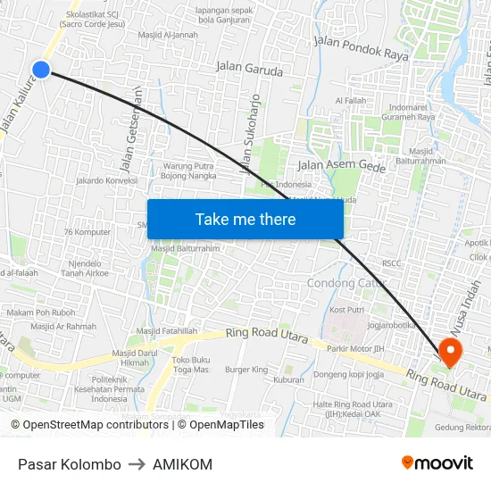 Pasar Kolombo to AMIKOM map