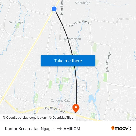 Kantor Kecamatan Ngaglik to AMIKOM map