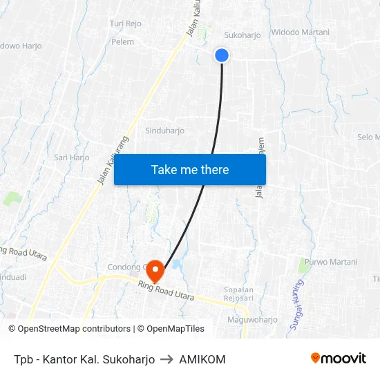 Tpb - Kantor Kal. Sukoharjo to AMIKOM map